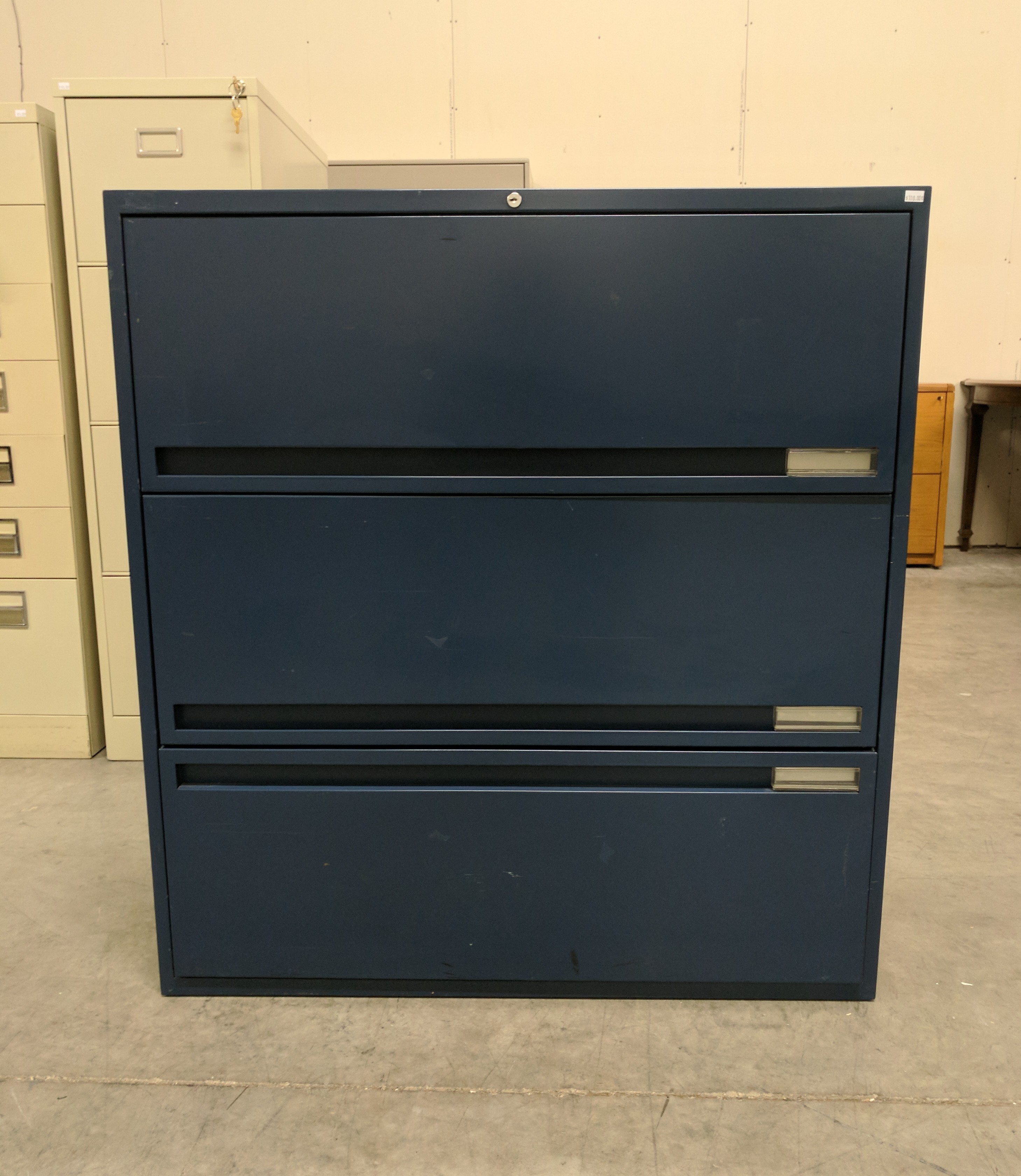Storwal 3 Drawer Blue Lateral Filing 36 Inch Wide