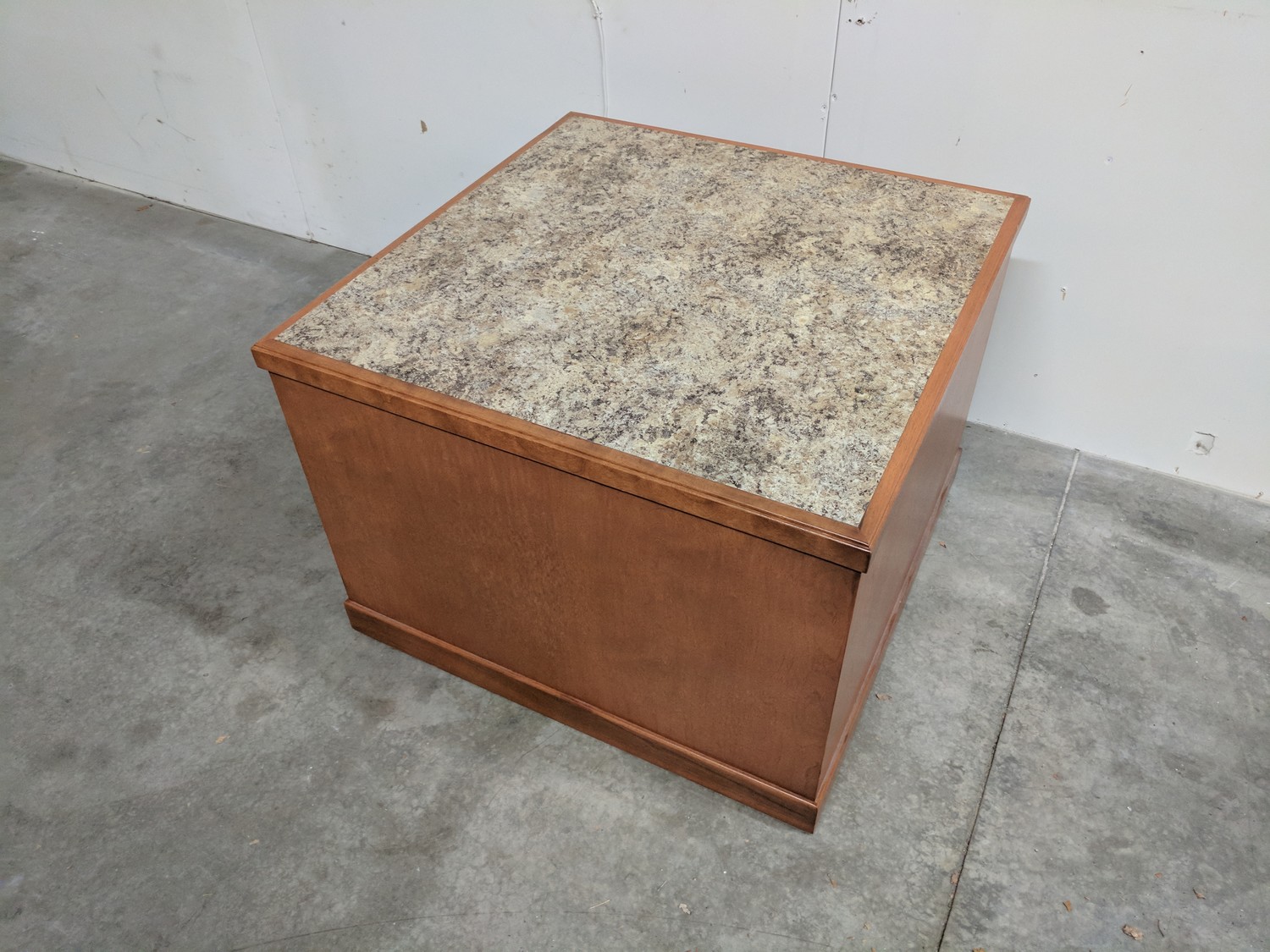 Oak And Marble Laminate End Table 28 Inch Wide