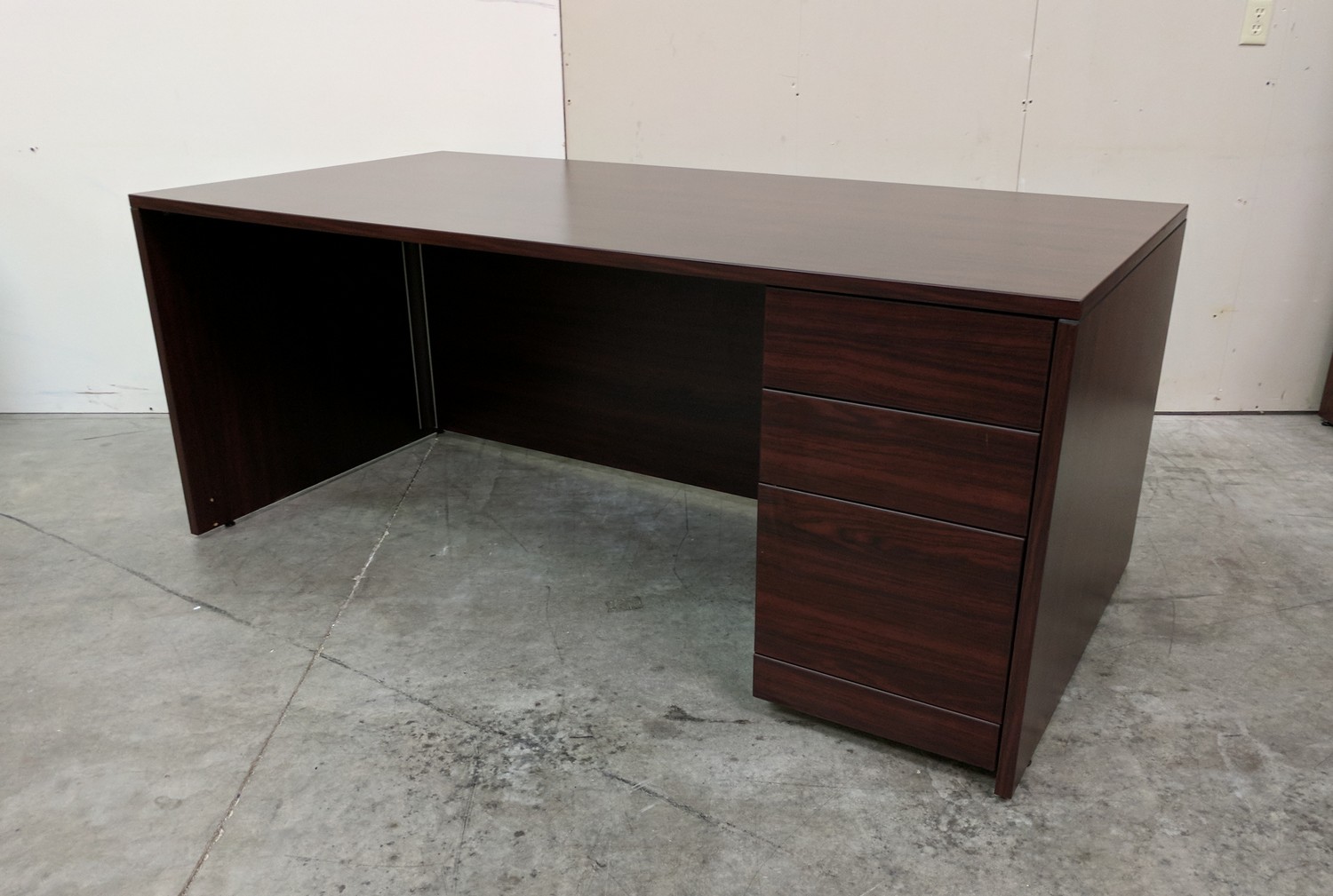 Mahogany Laminate Desk with Drawers Madison Liquidators