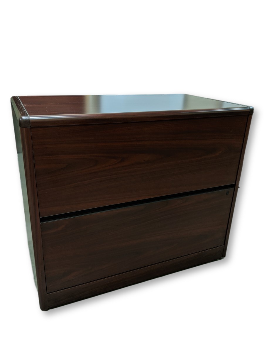Mahogany Laminate 2 Drawer Lateral File 36 Inch Wide