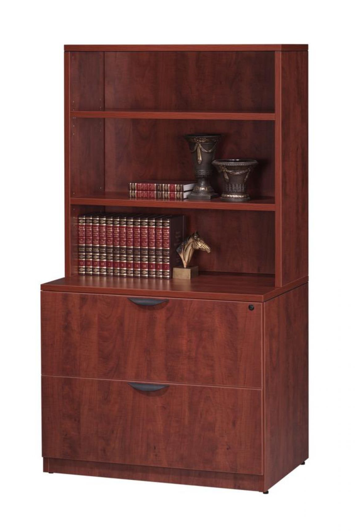 Drawer Locking Lateral File With Hutch Book Shelf