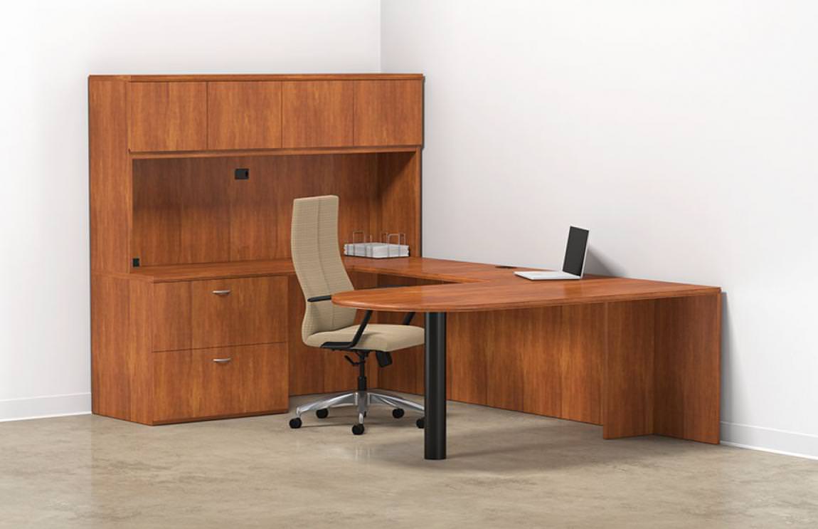 Peninsula Desk With Hutch And Lateral File Storage