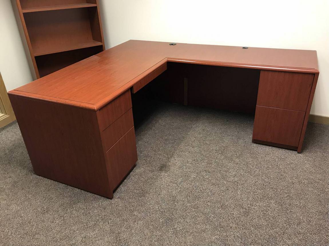 Images Of National Cherry Laminate L Shaped Desk
