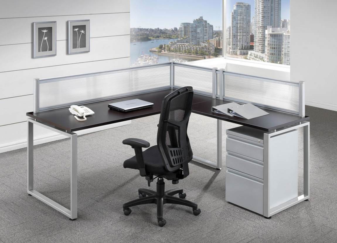 Modern L Shaped Desk With Privacy Panels Madison Liquidators