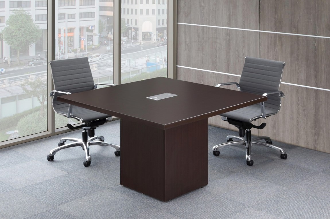 4 Foot Cube Base Square Conference Table And Chair Set