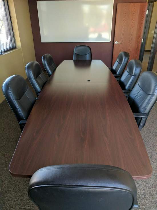 Hon 12 Ft Mahogany Laminate Boat Shape Conference Table