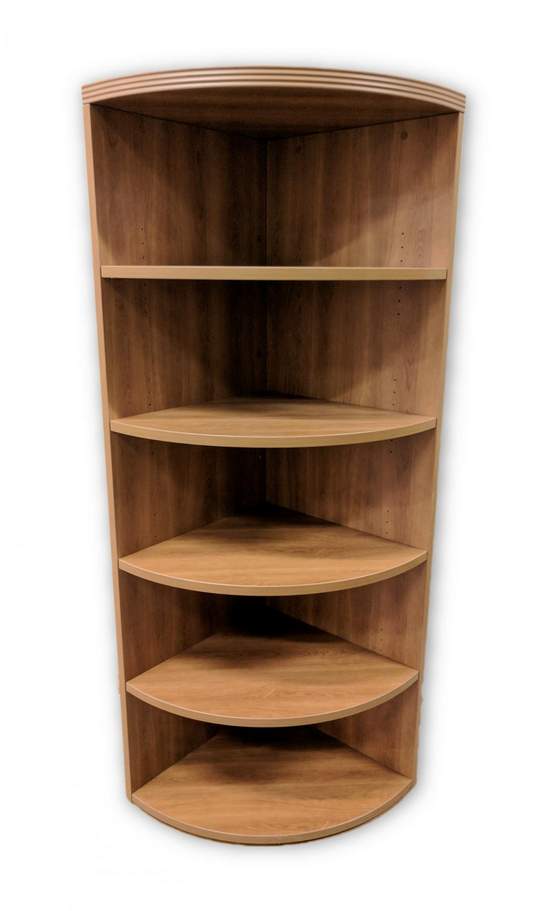 Oak Laminate Curved Corner Bookcase Madison Liquidators