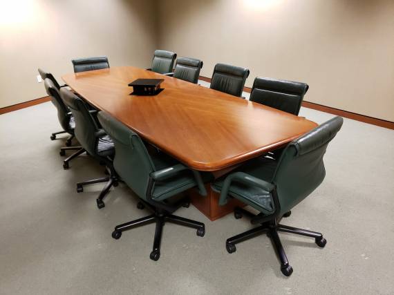 12 Ft Solid Wood Conference Table With Pop Up Power Module